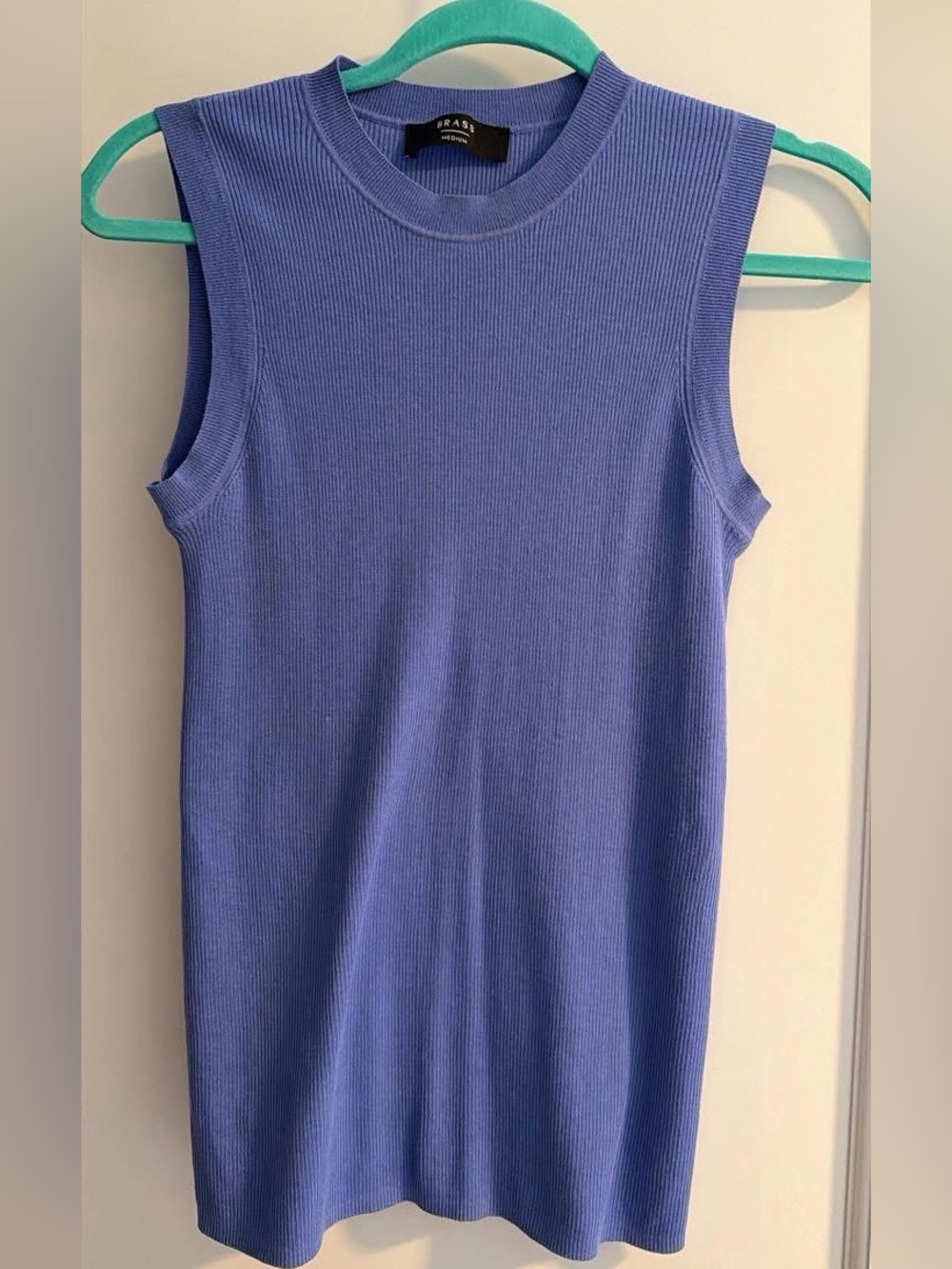 Sleeveless Ribbed Knit Tank Top - Periwinkle Blue